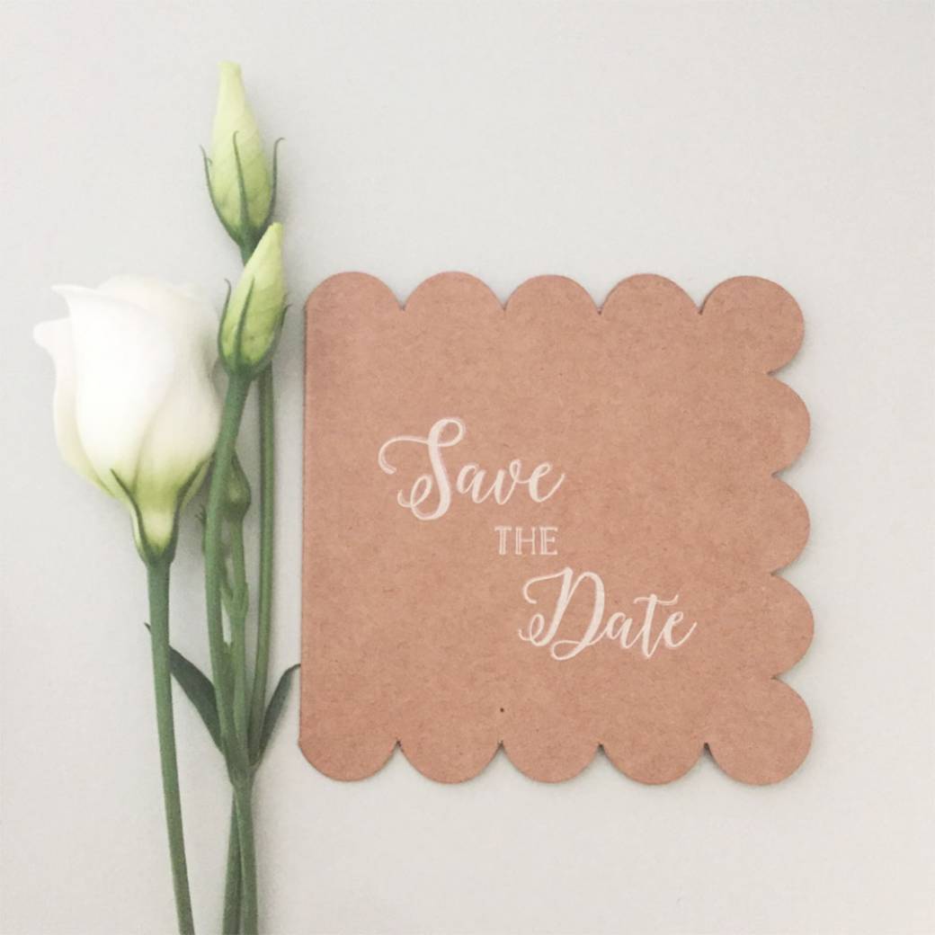 Holzstempel für "Save the Date" nummeriert mit 5.