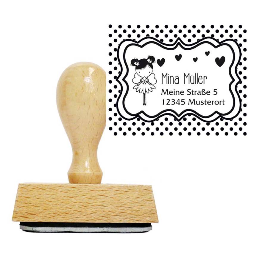 Timbro in legno inizio scolastico fata