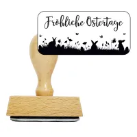 Stempel aus Holz mit dem Aufdruck "Frohe Ostertage".