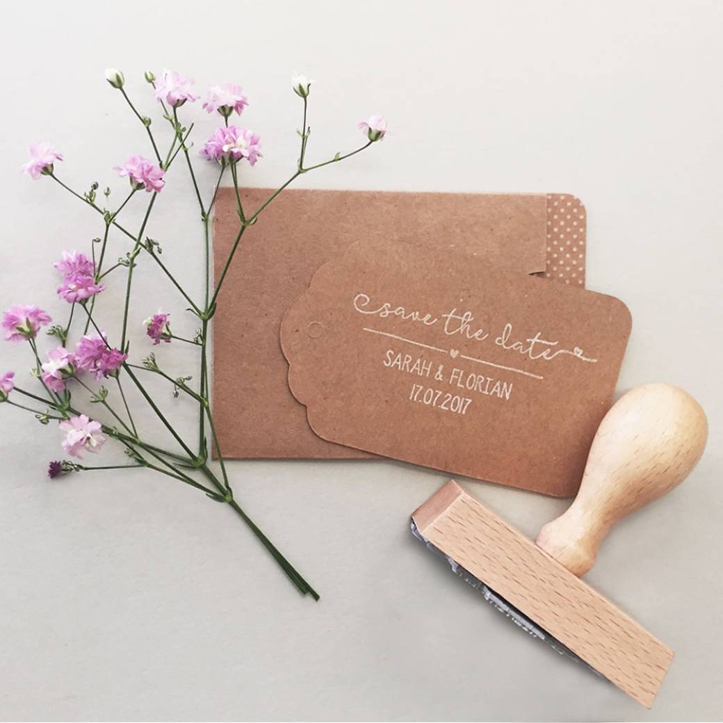 Tampon en bois Save the date 2