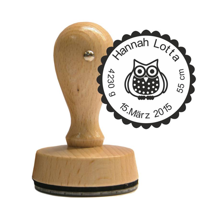 Timbro in legno Gufo